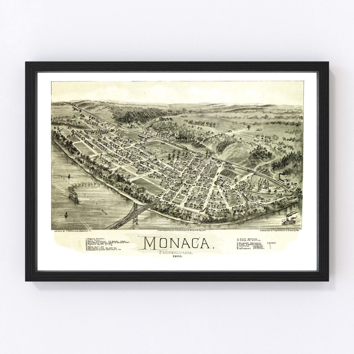 Monaca Vintage Map 1900