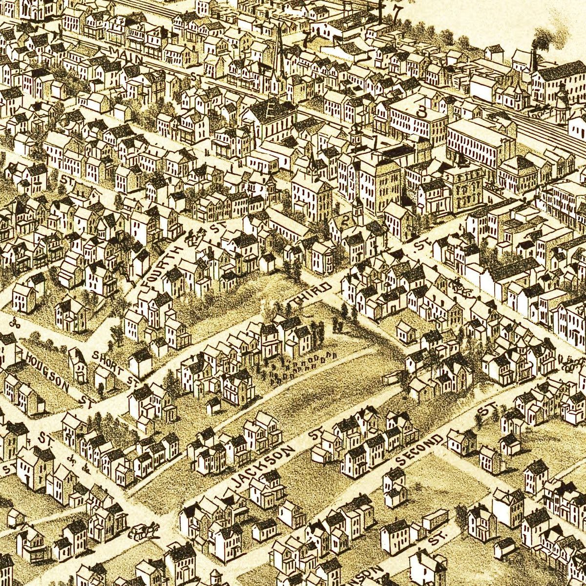 Restored historic details from the 1902 city map of Monongahela City, Pennsylvania