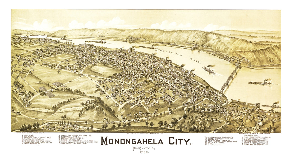 Preview of Vintage Map of Monongahela City, Pennsylvania 1902