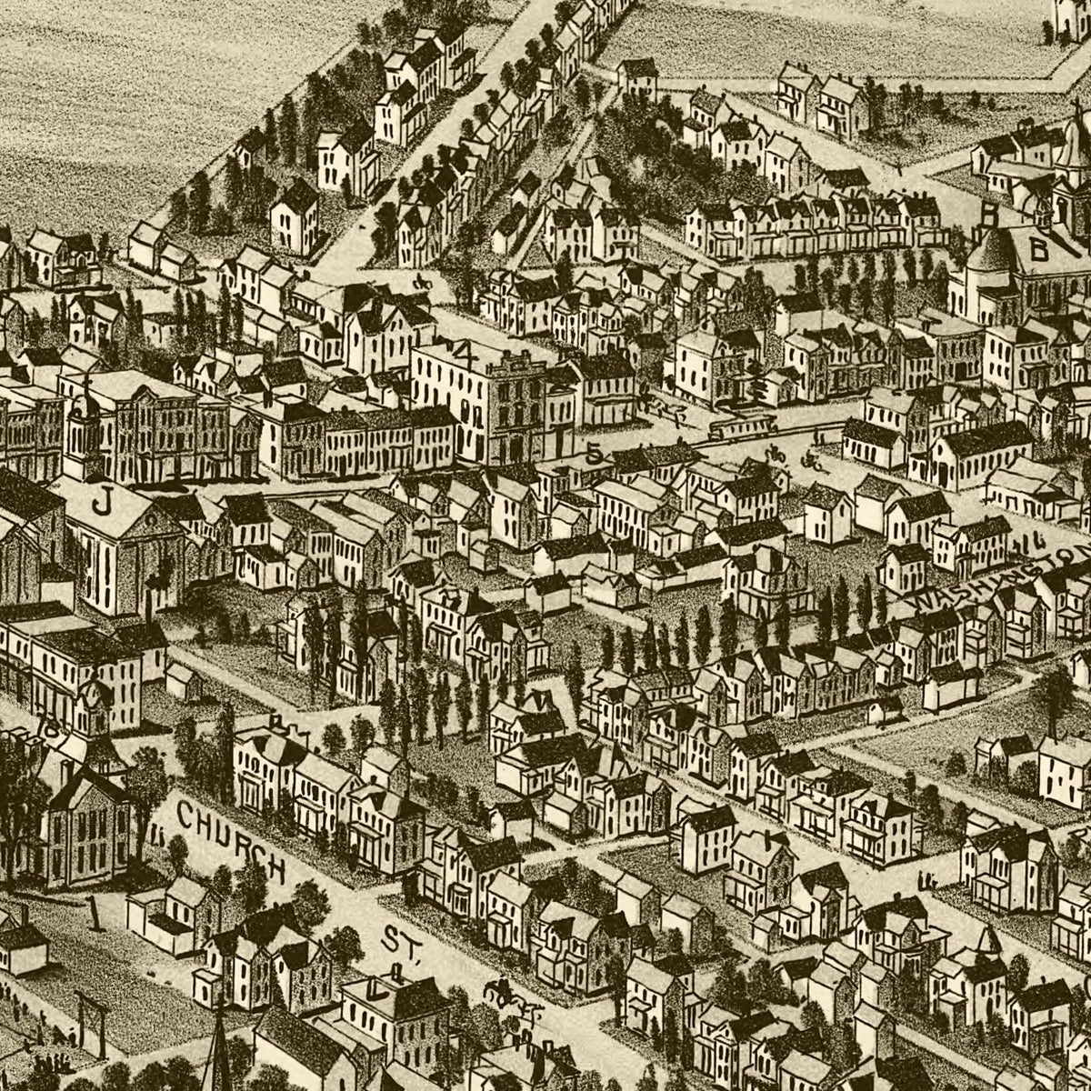 Restored historic details from the 1900 city map of Mount Pleasant, Pennsylvania