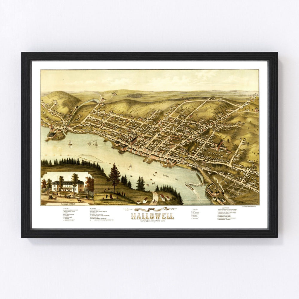 Hallowell Vintage Map 1878