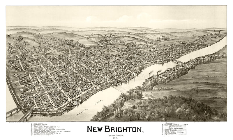 Size comparison using Vintage Map of New Brighton, Pennsylvania 1901