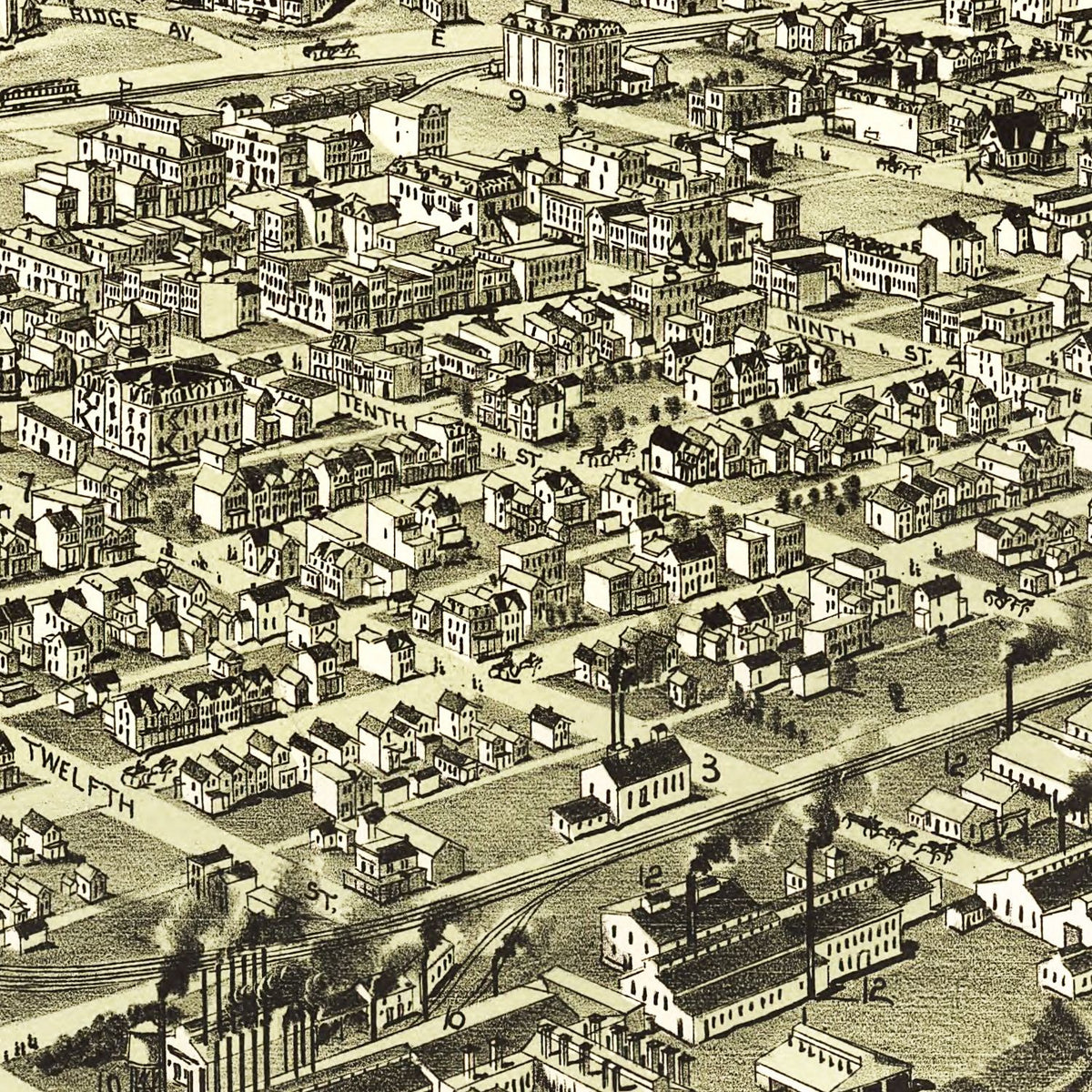 Restored historic details from the 1902 city map of New Kensington, Pennsylvania