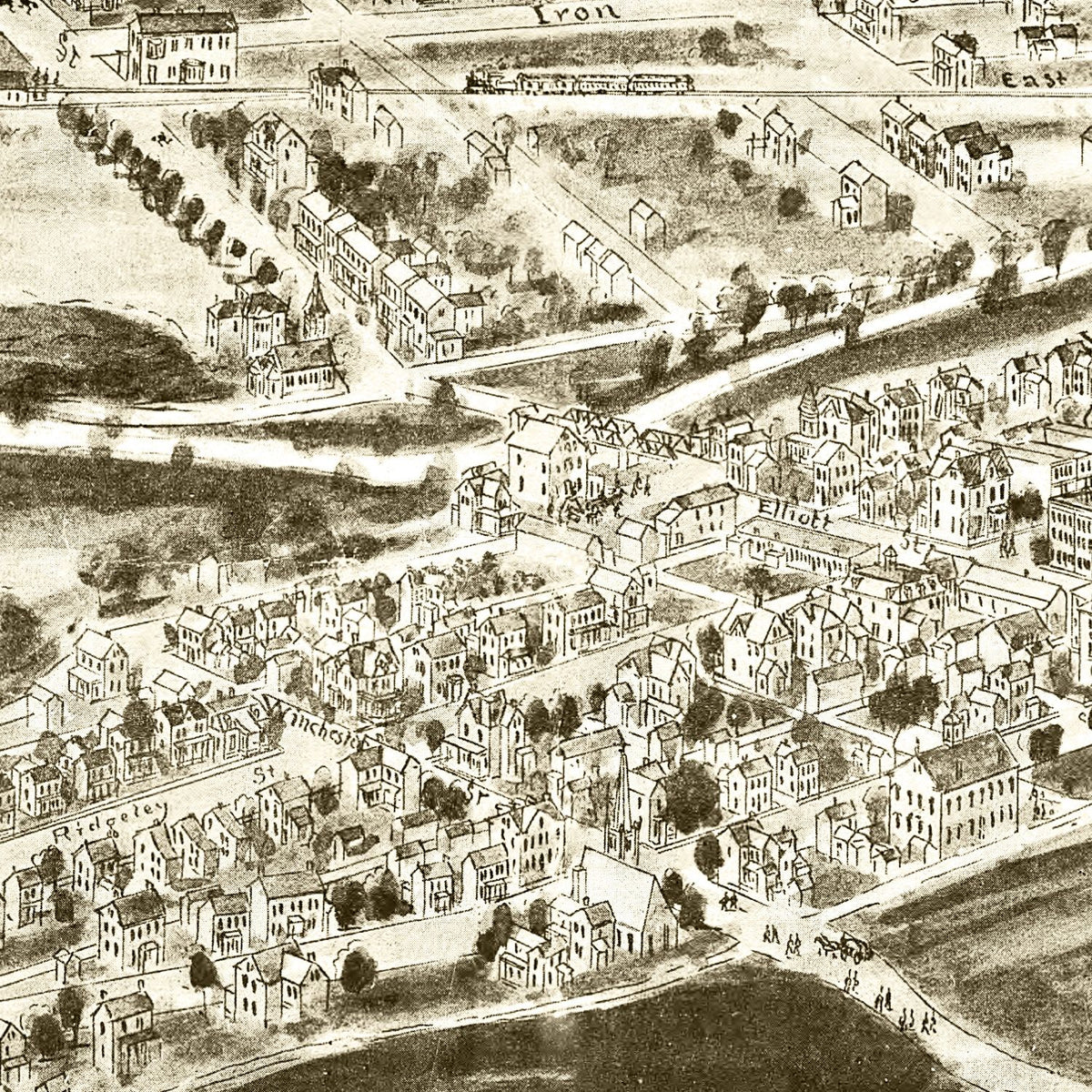 Restored historic details from the 1906 city map of Orbisonia, Pennsylvania