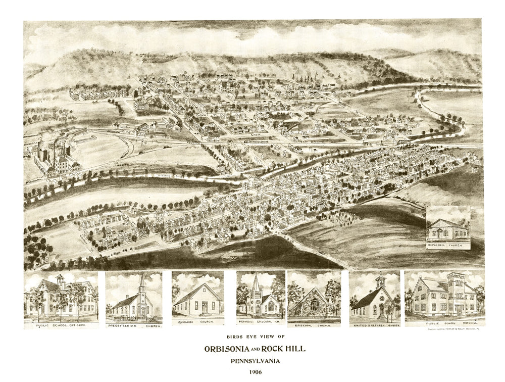 Vintage Map of Orbisonia, Pennsylvania 1906 print style example