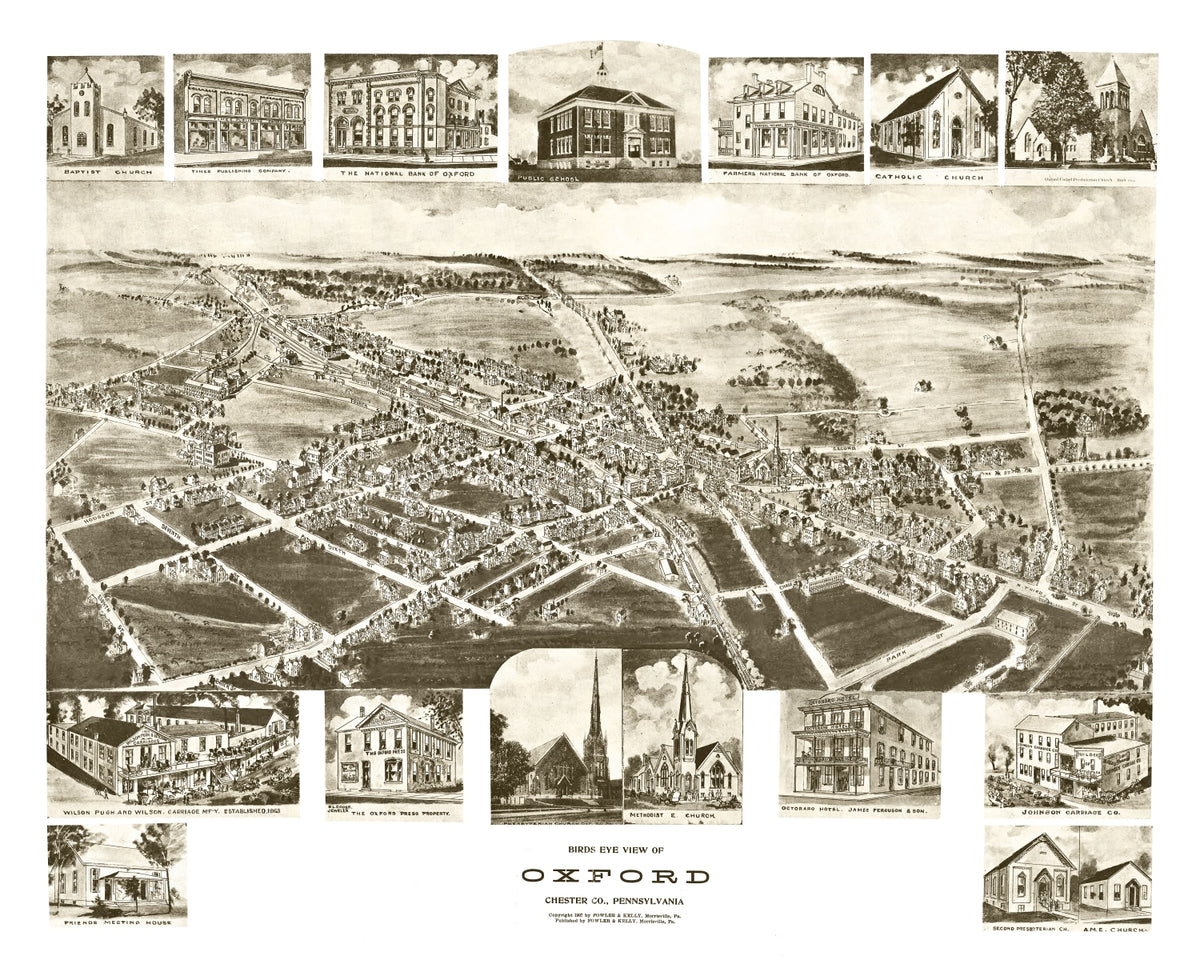 Preview of Vintage Map of Oxford, Pennsylvania 1907