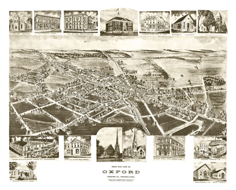 Size comparison using Vintage Map of Oxford, Pennsylvania 1907