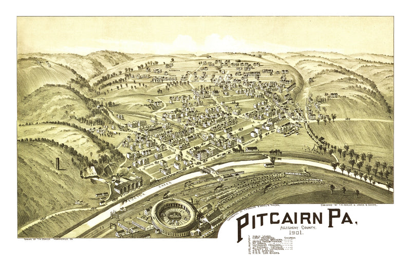 Size comparison using Vintage Map of Pitcaim, Pennsylvania 1901