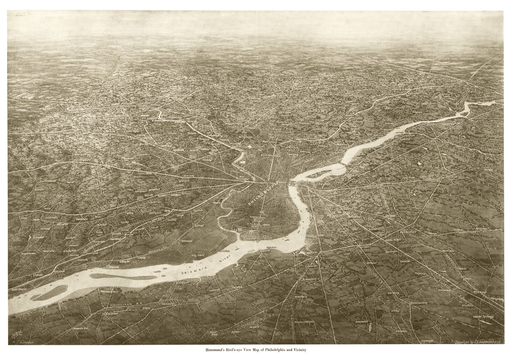 Vintage Map of Philadelphia, Pennsylvania 1926 print style example