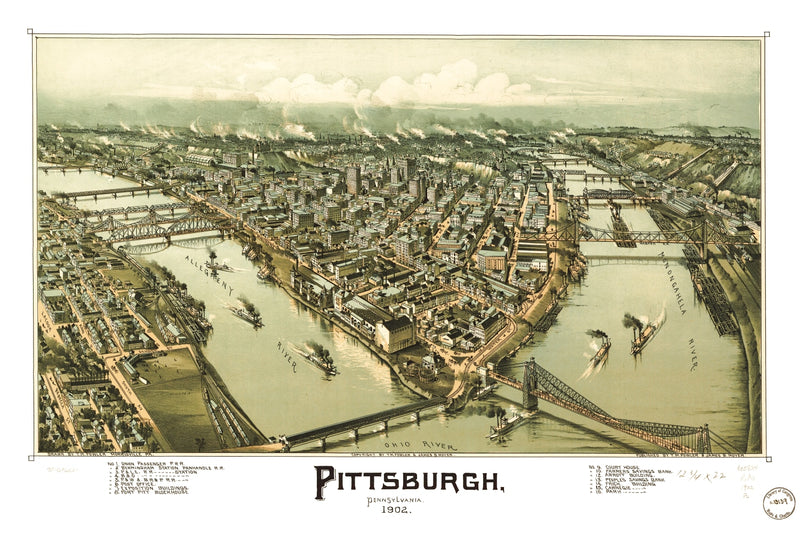 Size comparison using Vintage Map of Pittsburgh, Pennsylvania 1902
