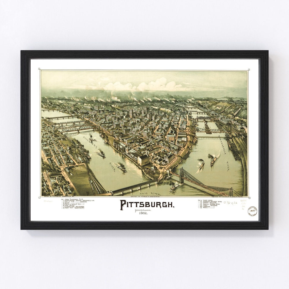 Pittsburgh Vintage Map 1902