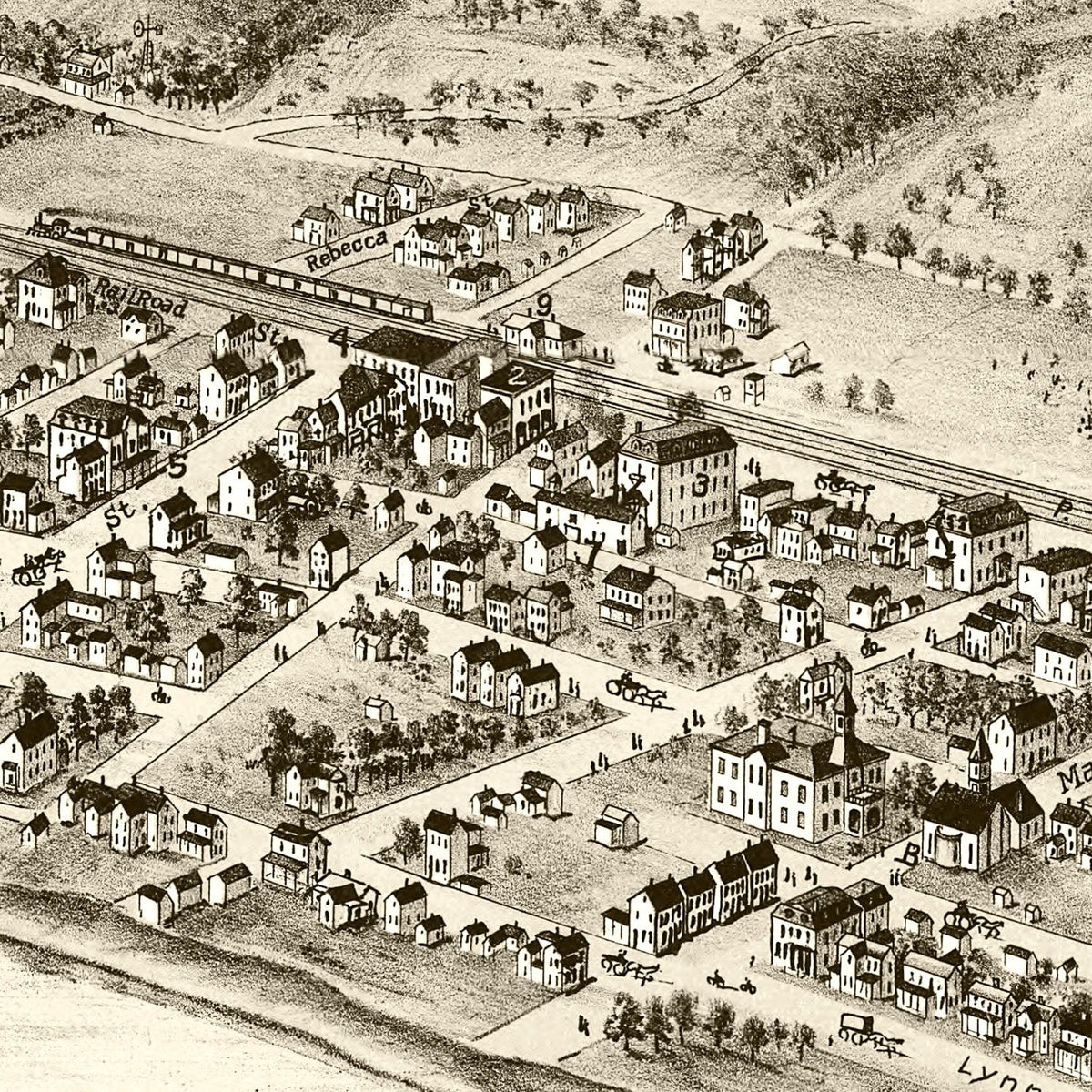 Restored historic details from the 1902 city map of Roscoe, Pennsylvania