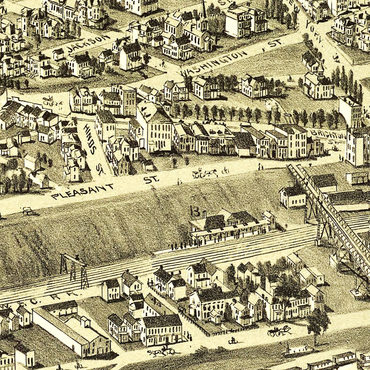 Restored historic details from the 1900 city map of Rochester, Pennsylvania