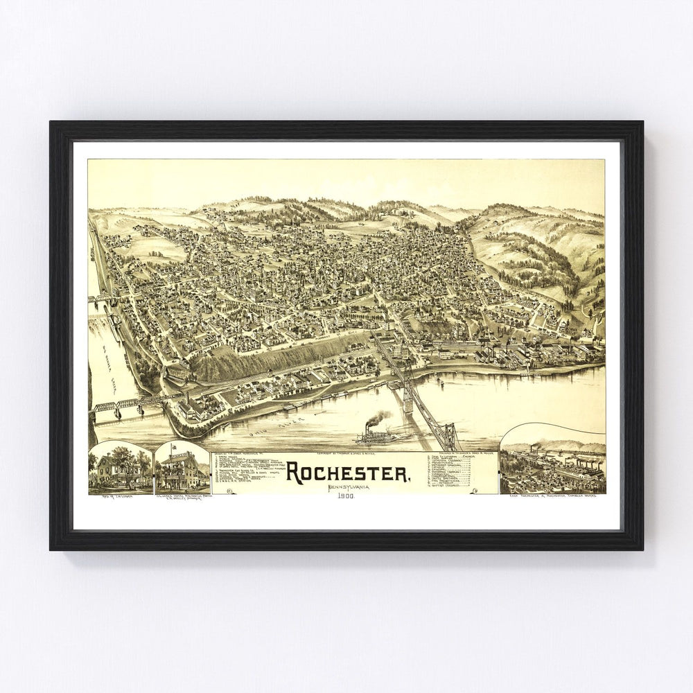 Rochester Vintage Map 1900
