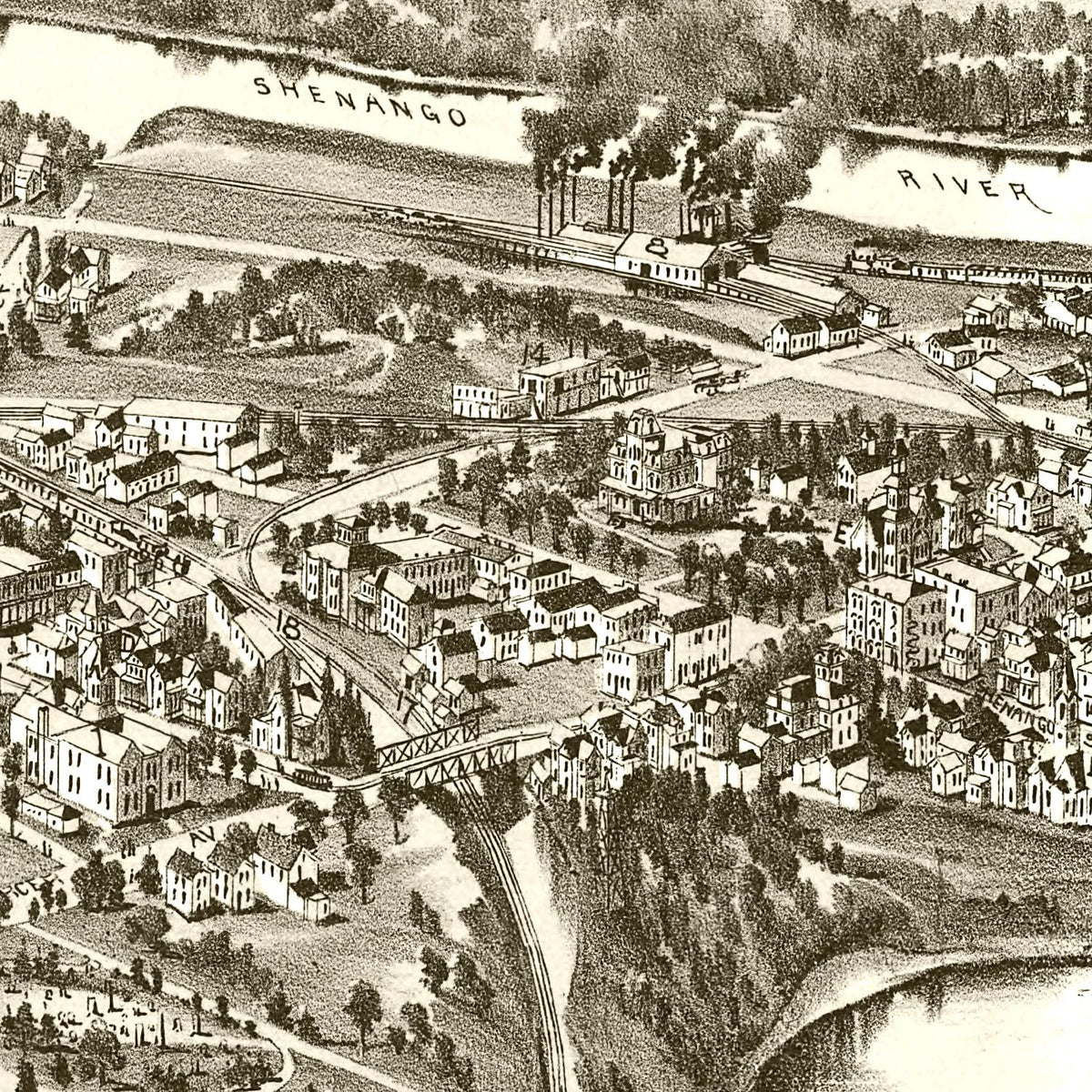 Restored historic details from the 1901 city map of Sharpsville, Pennsylvania