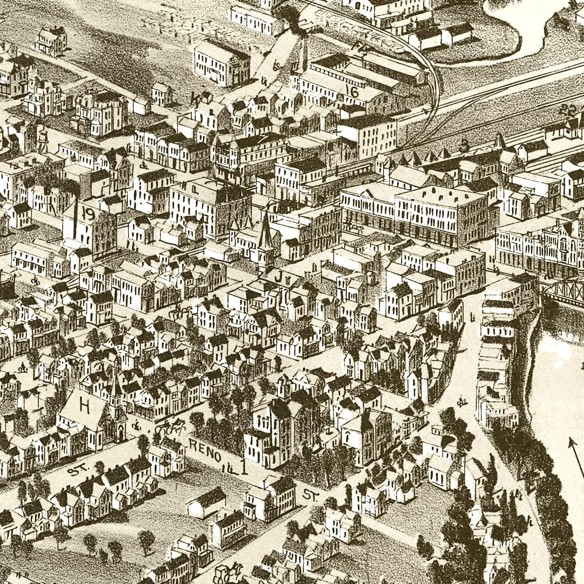 Restored historic details from the 1901 city map of Sharon, Pennsylvania