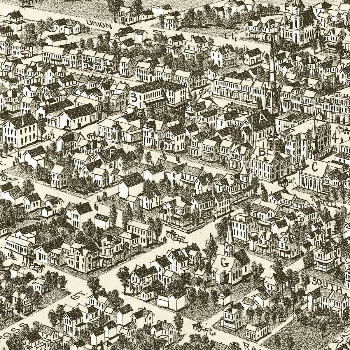 Restored historic details from the 1900 city map of Somerset, Pennsylvania