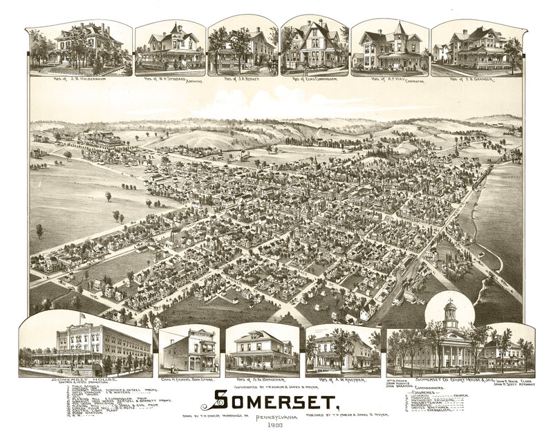 Size comparison using Vintage Map of Somerset, Pennsylvania 1900