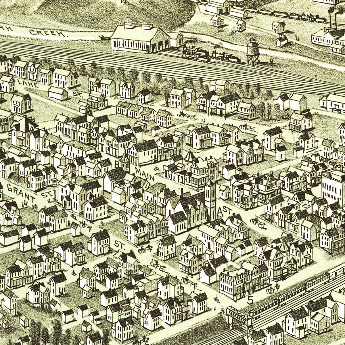 Restored historic details from the 1900 city map of South Fork, Pennsylvania