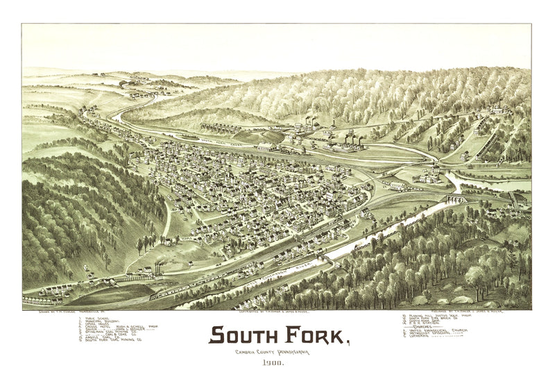 Size comparison using Vintage Map of South Fork, Pennsylvania 1900