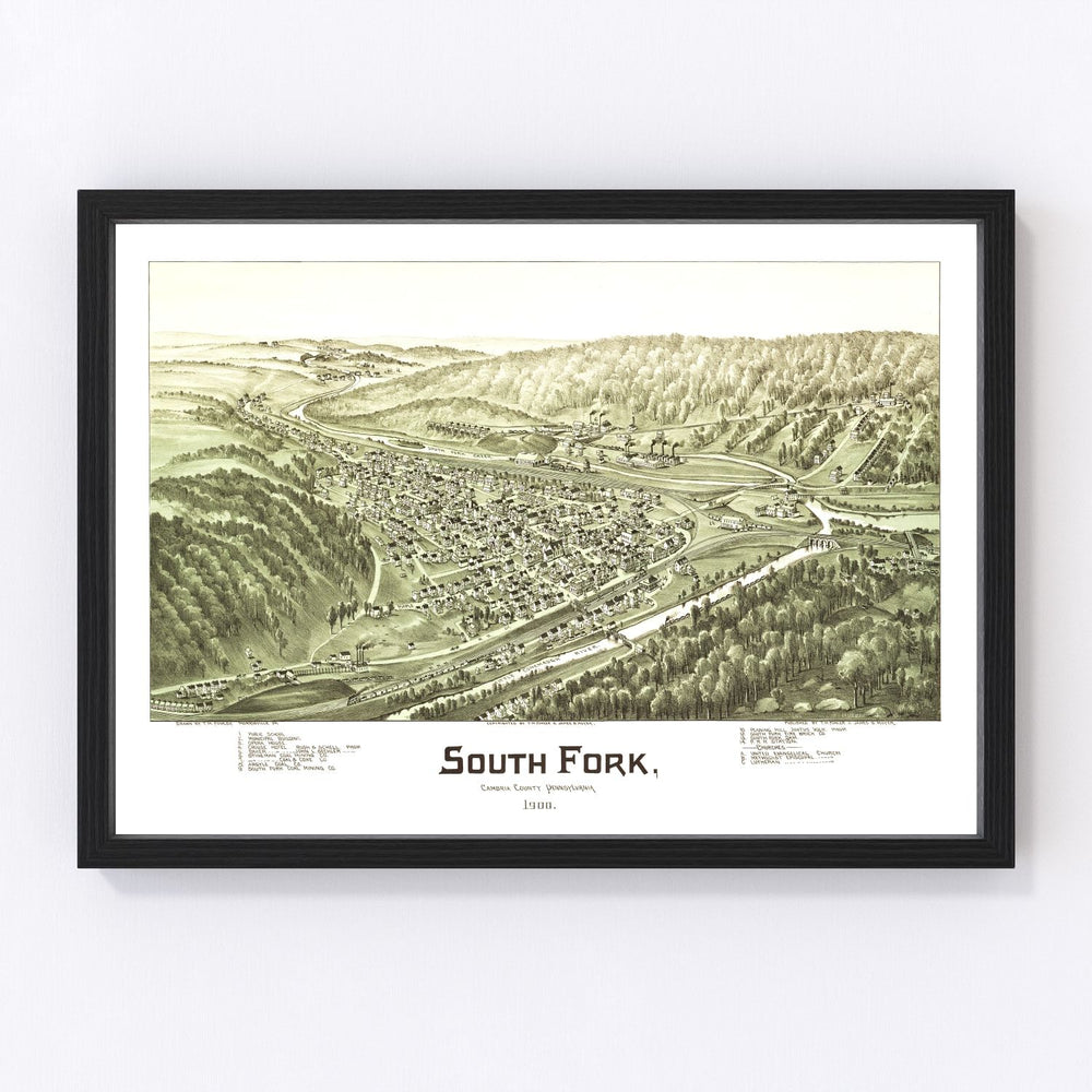 South Fork Vintage Map 1900