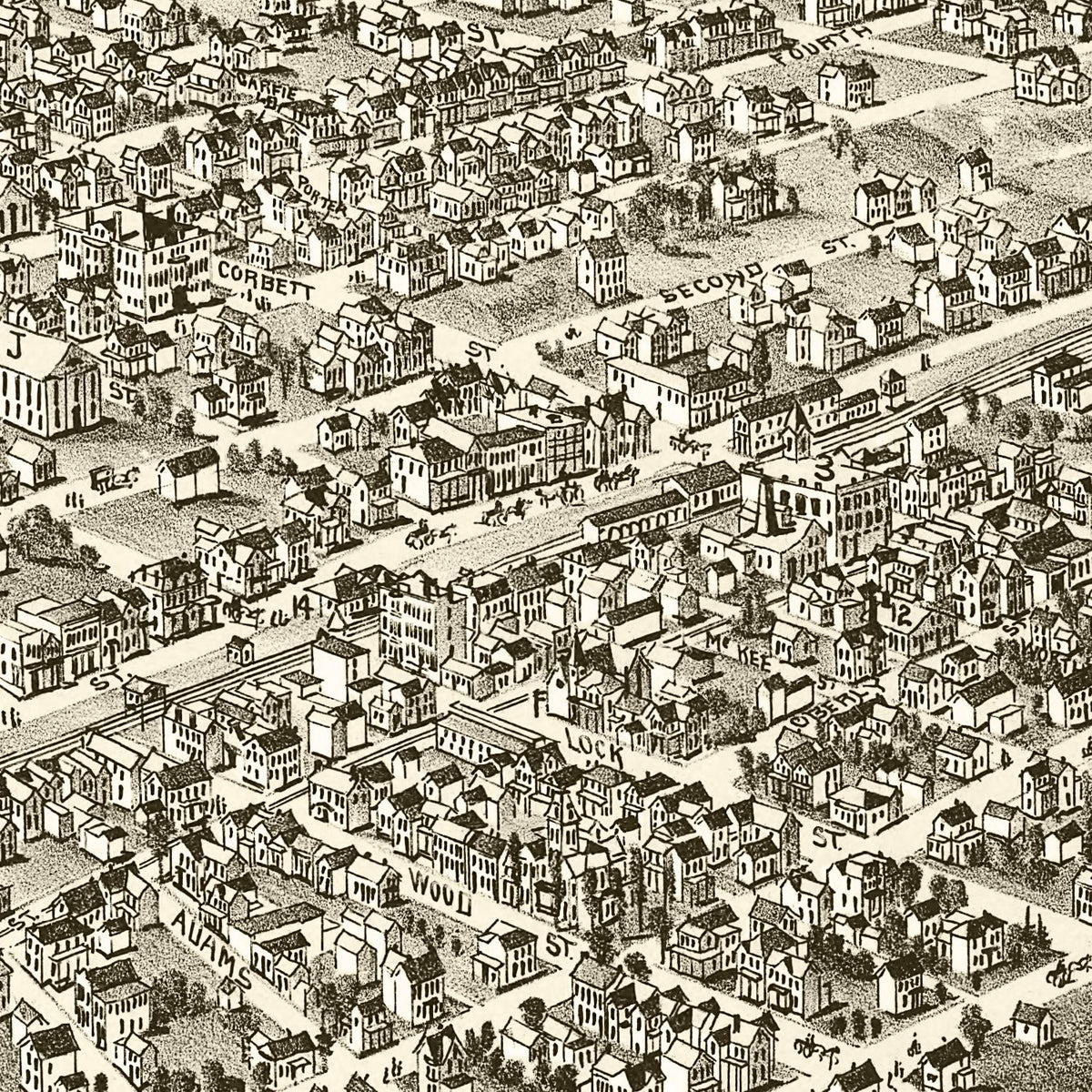 Restored historic details from the 1901 city map of Tarentum, Pennsylvania