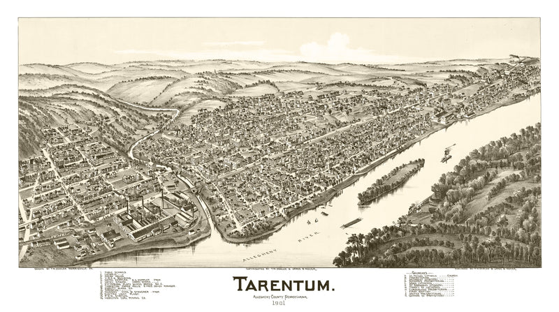 Size comparison using Vintage Map of Tarentum, Pennsylvania 1901