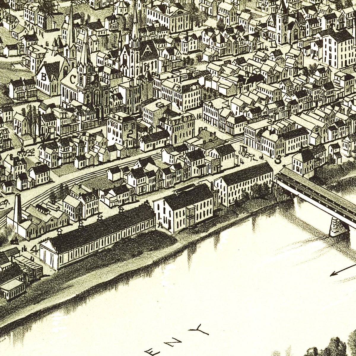 Restored historic details from the 1900 city map of West Newton, Pennsylvania