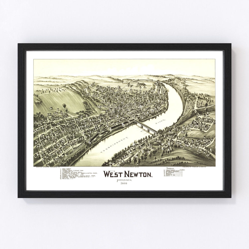 West Newton Vintage Map 1900
