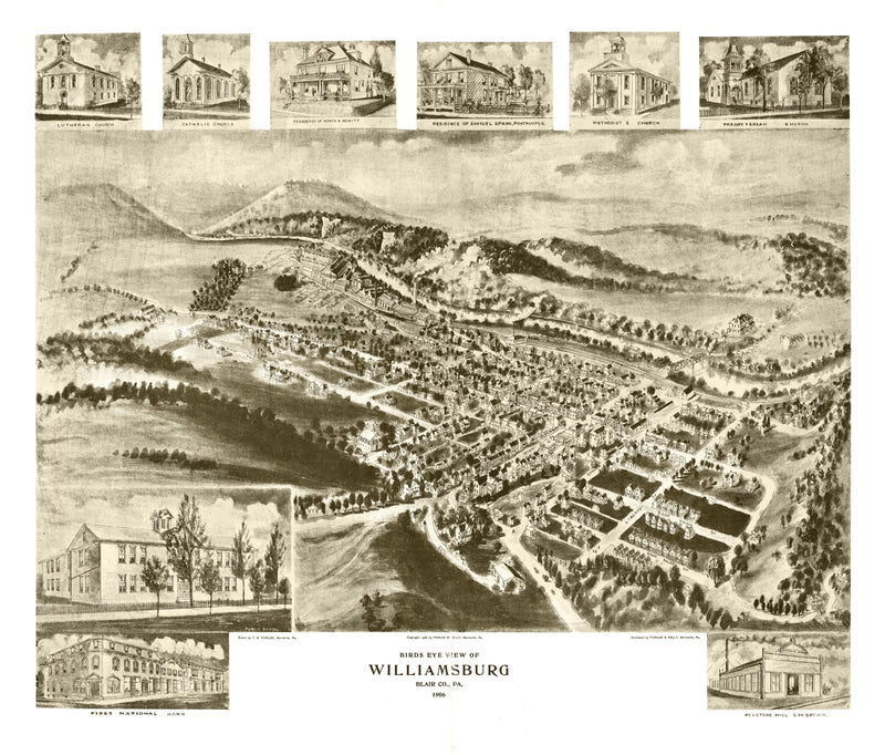 Size comparison using Vintage Map of Williamsburg, Pennsylvania 1906