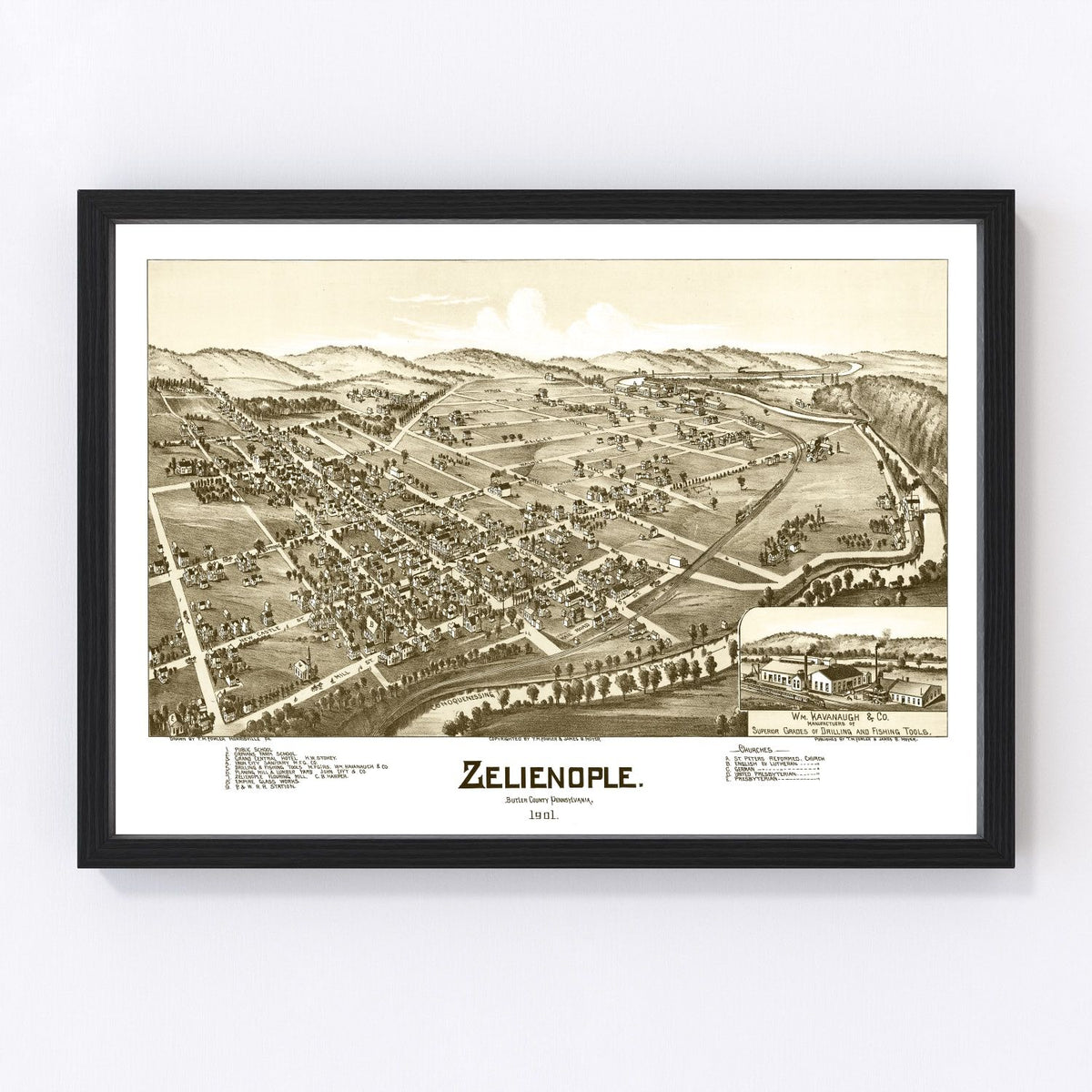 Zelienople Vintage Map 1901