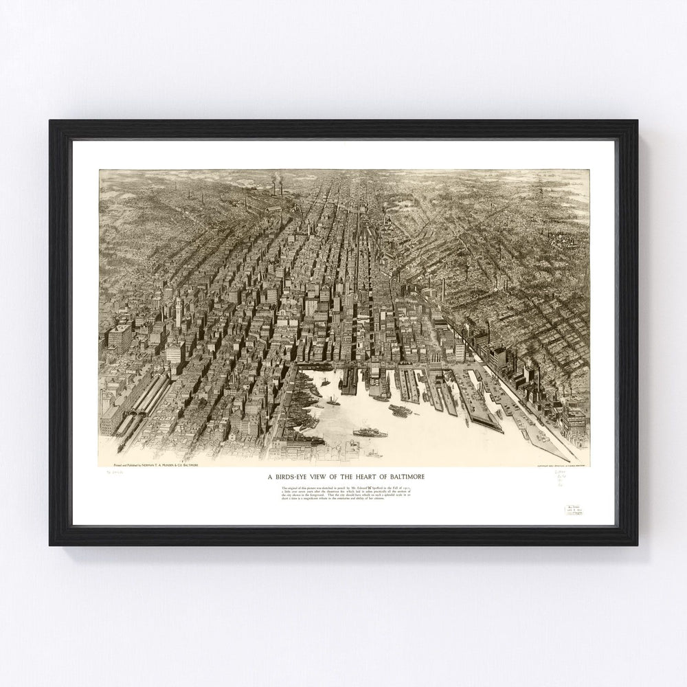 Baltimore Vintage Map 1912