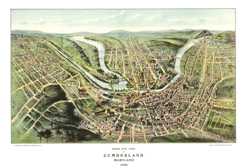 Size comparison using Vintage Map of Cumberland, Maryland 1906