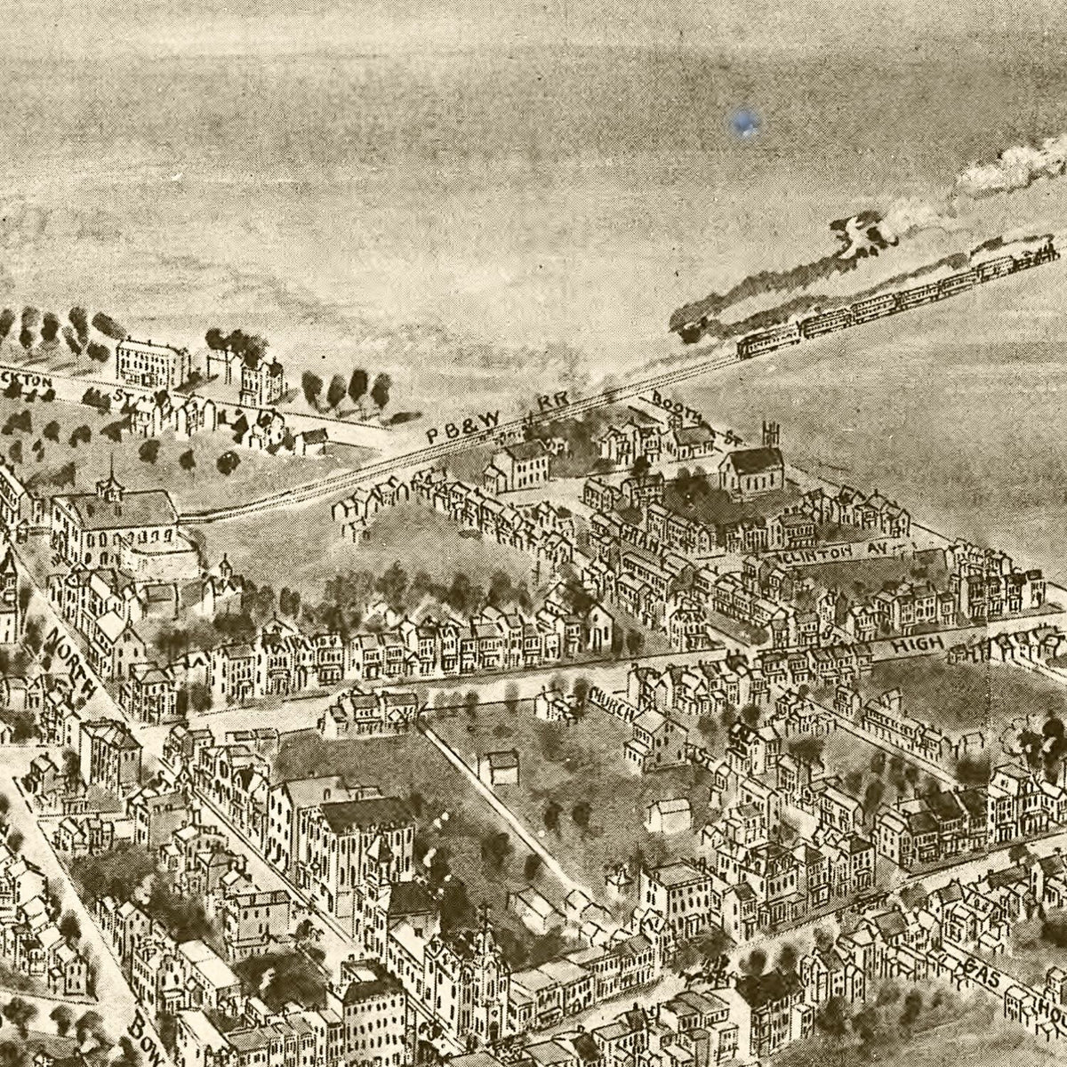 Restored historic details from the 1907 city map of Elkton, Maryland