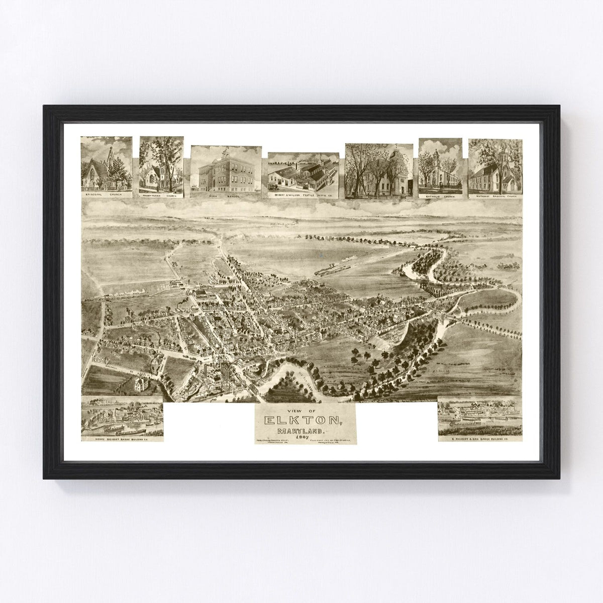 Elkton Vintage Map 1907