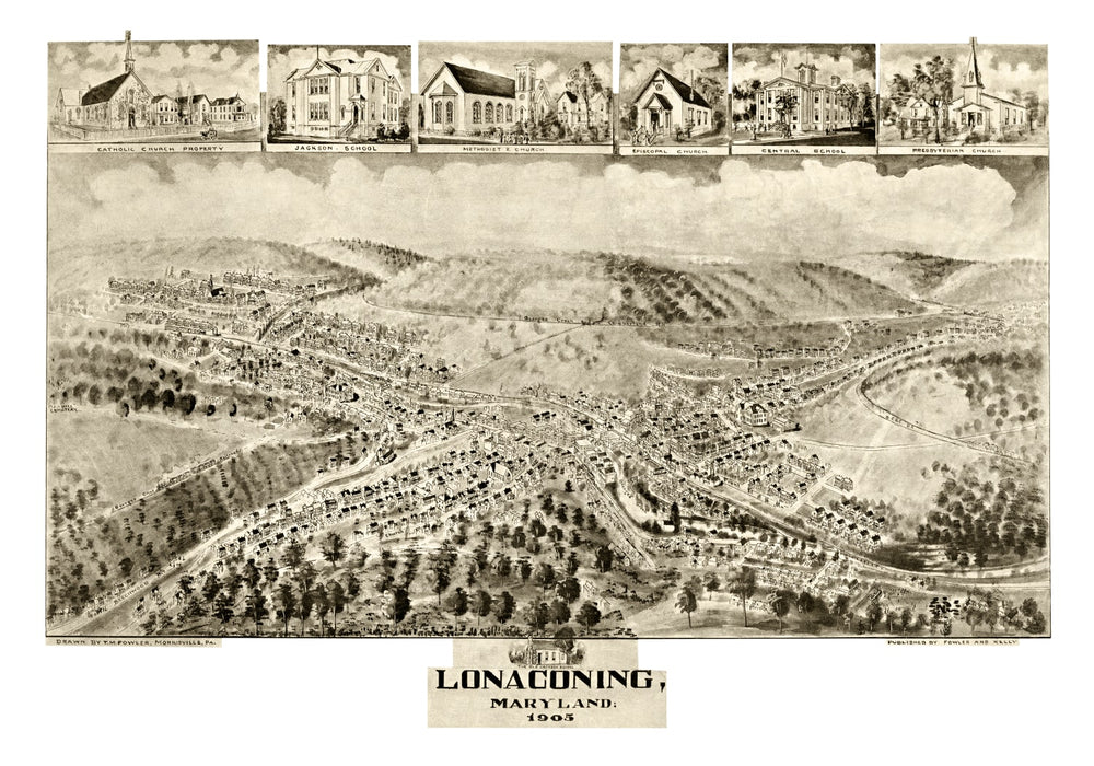 Vintage Map of Lonaconing, Maryland 1905 print style example
