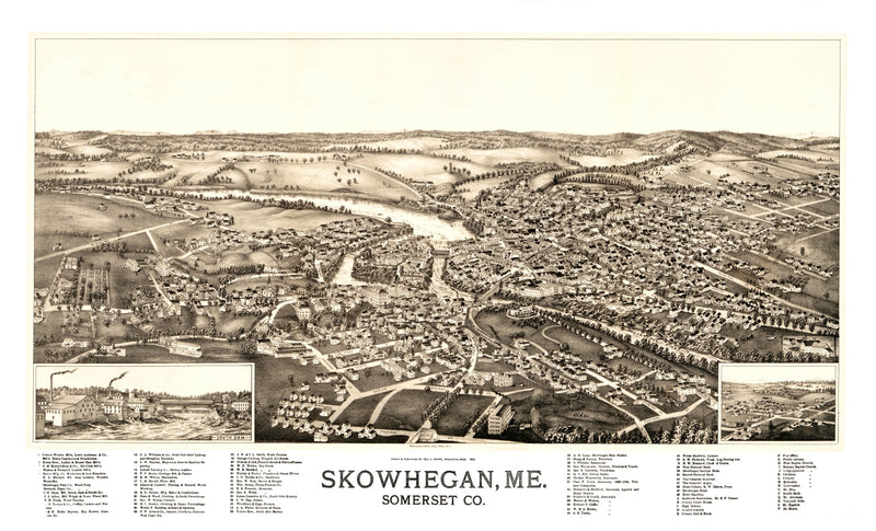 Size comparison using Vintage Map of Skowhegan, Maine 1892