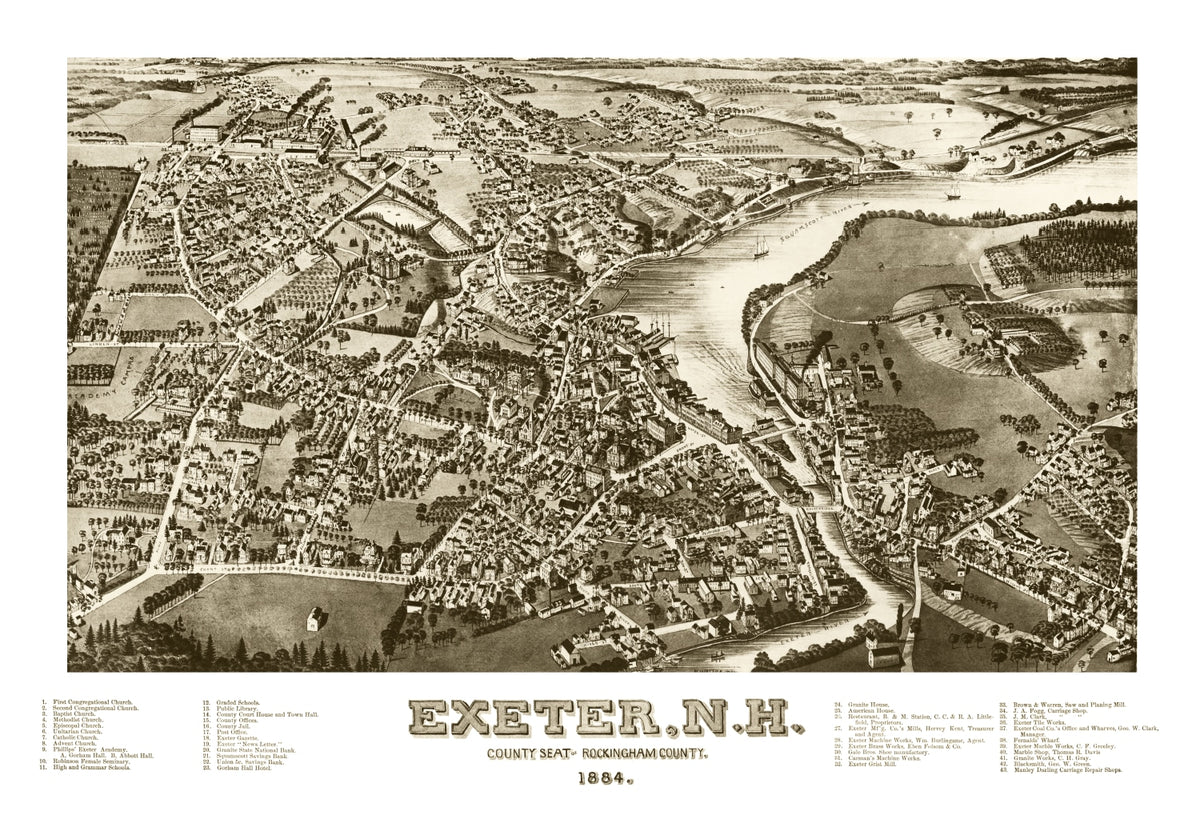 Preview of Vintage Map of Exeter, New Hampshire 1884