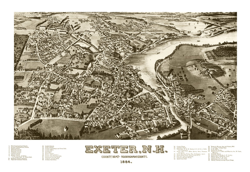 Size comparison using Vintage Map of Exeter, New Hampshire 1884