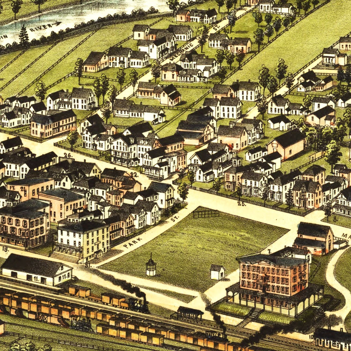 Restored historic details from the 1888 city map of Gorham, New Hampshire