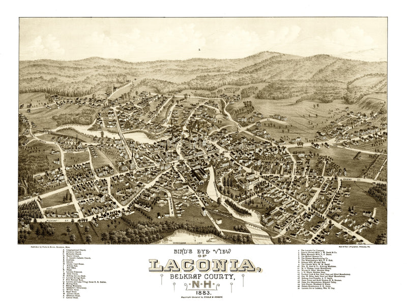Size comparison using Vintage Map of Laconia, New Hampshire 1883
