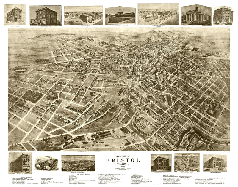 Size comparison using Vintage Map of Bristol, Virginia 1912