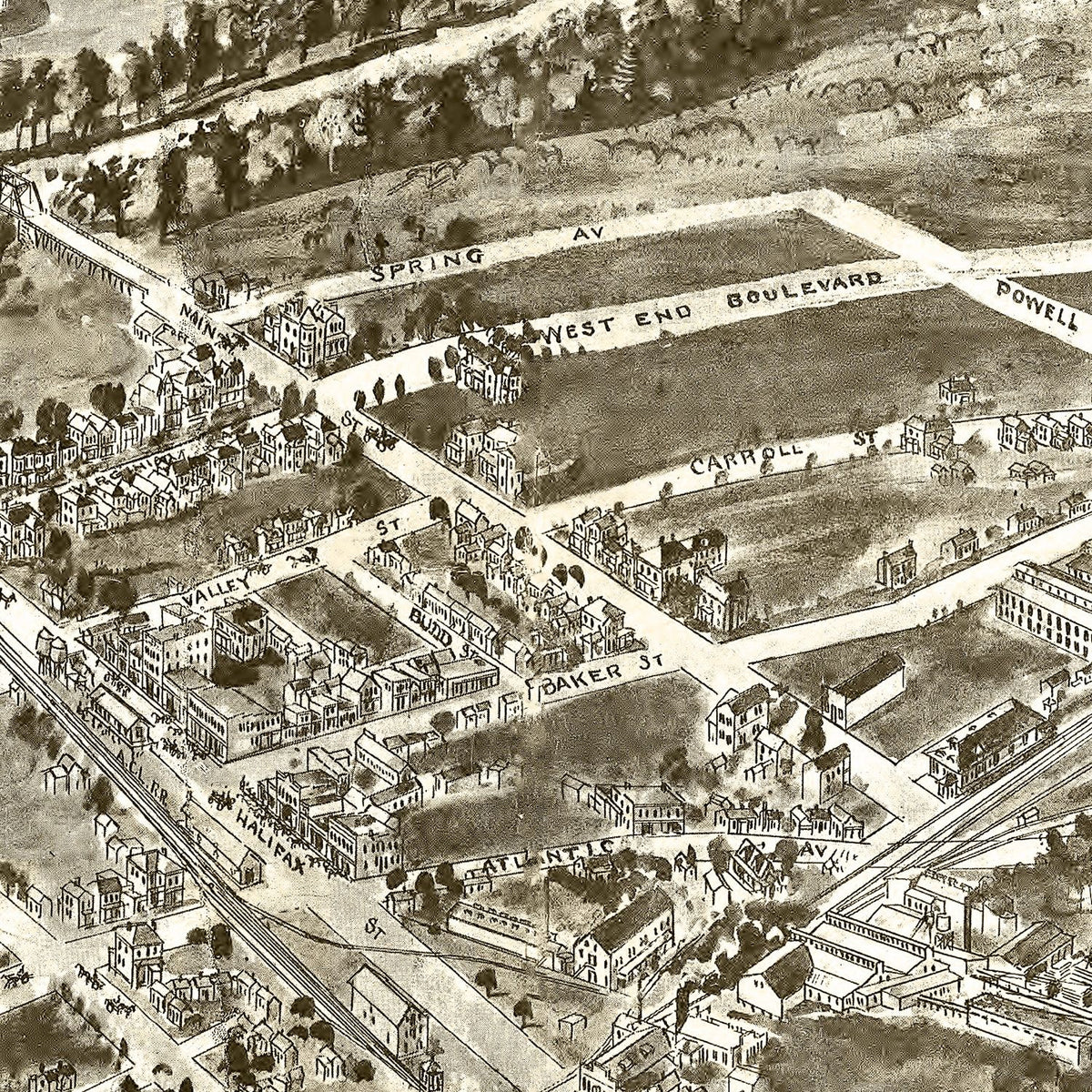 Restored historic details from the 1907 city map of Emporia, Virginia