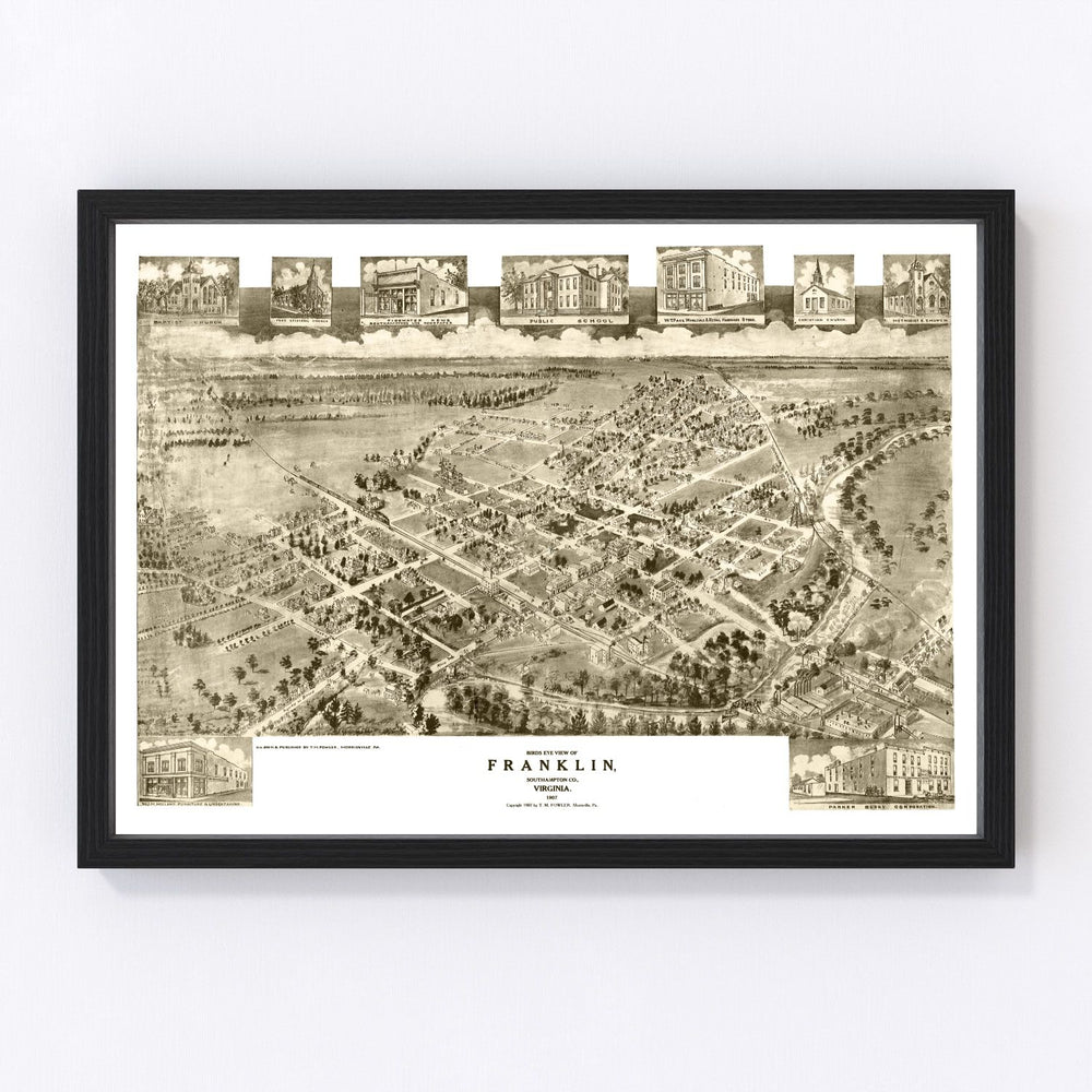 Franklin Vintage Map 1907
