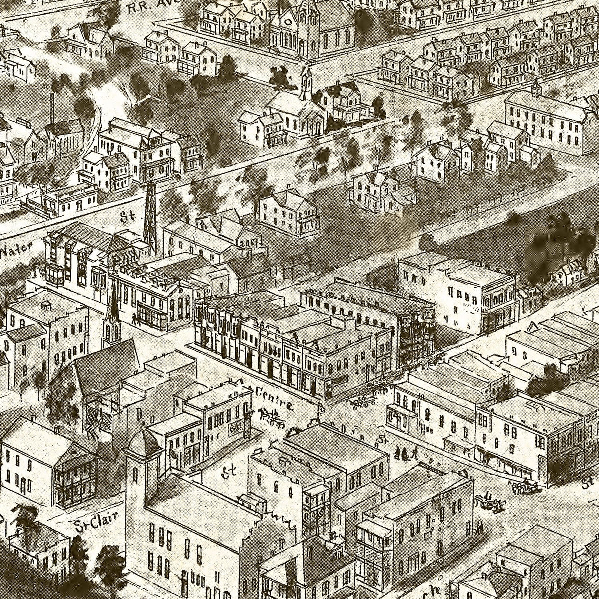 Restored historic details from the 1911 city map of Pocahontas, Virginia