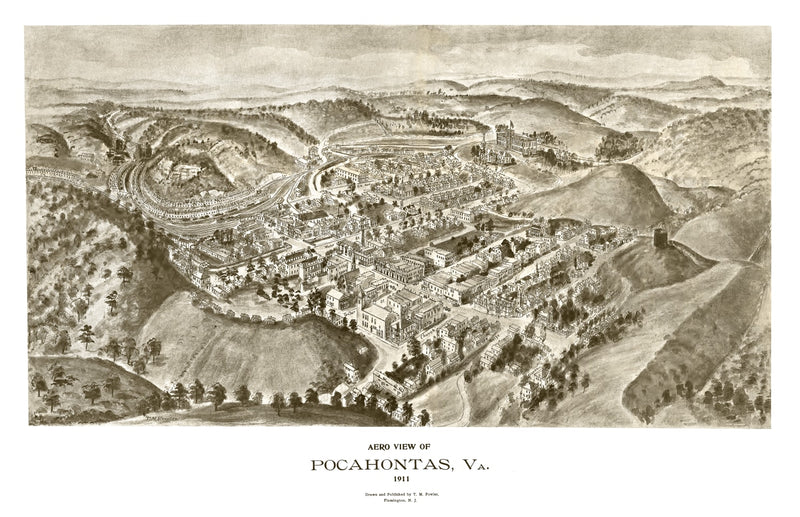 Size comparison using Vintage Map of Pocahontas, Virginia 1911