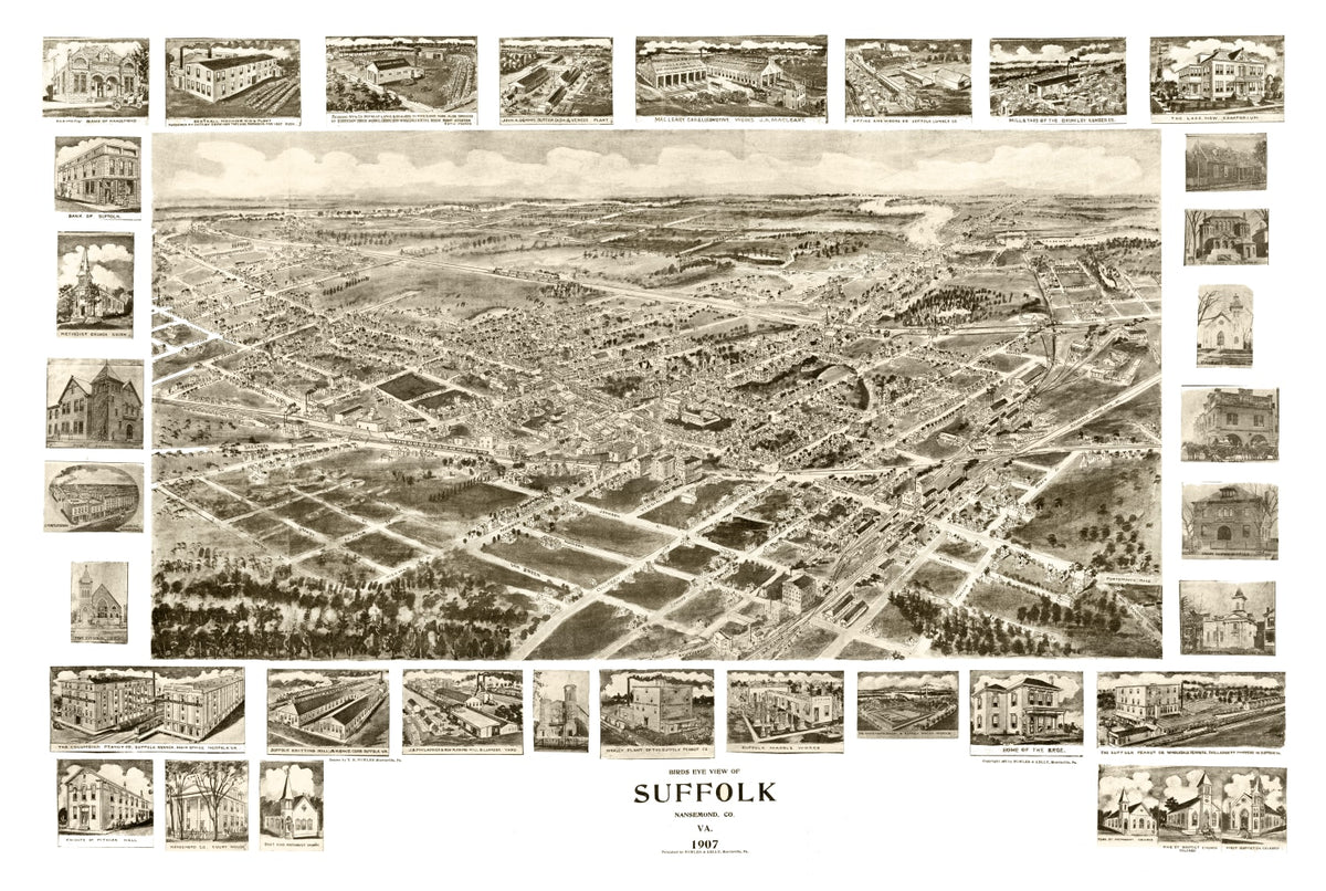 Preview of Vintage Map of Suffolk, Virginia 1907
