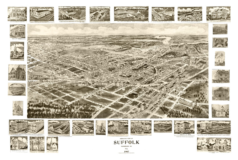 Size comparison using Vintage Map of Suffolk, Virginia 1907
