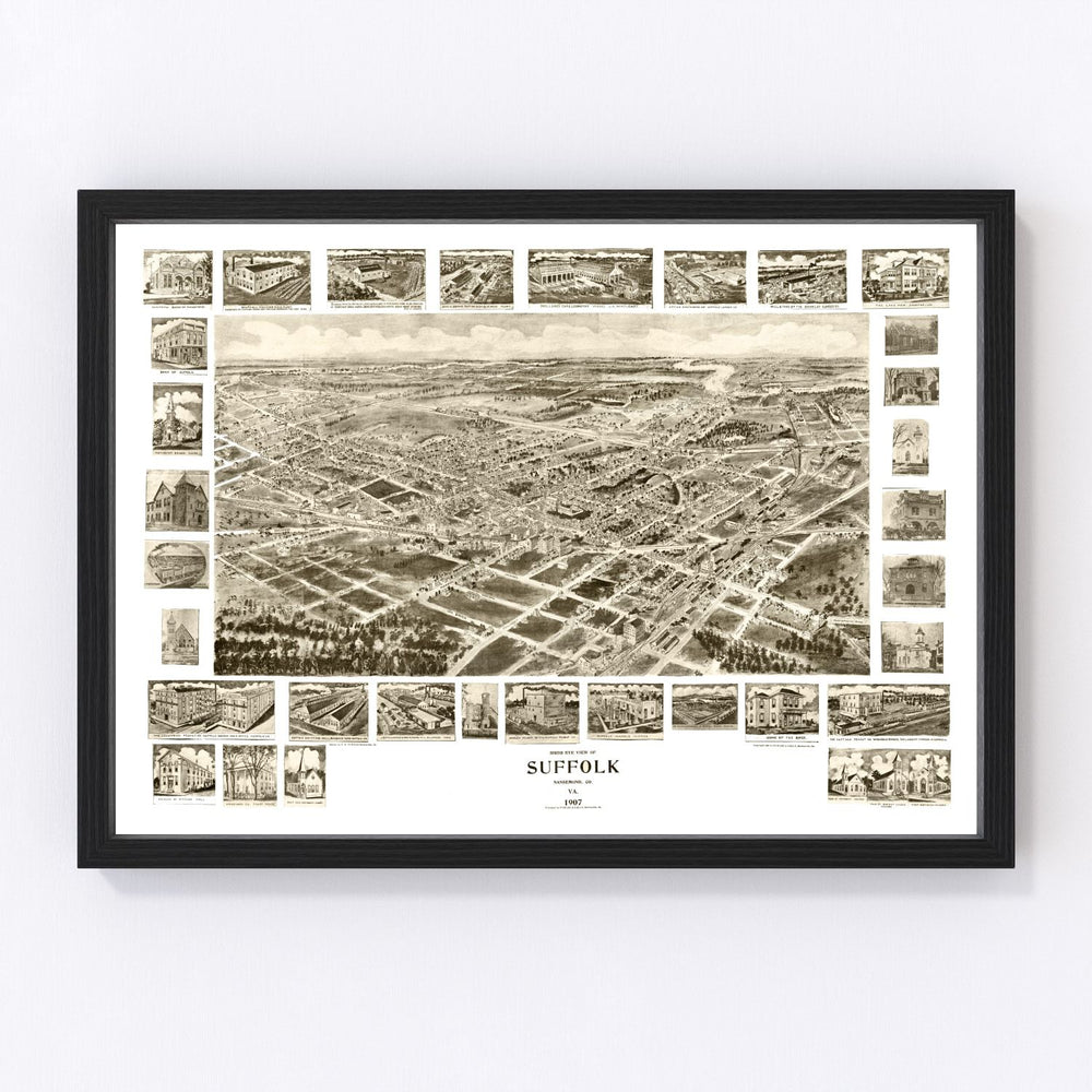 Suffolk Vintage Map 1907