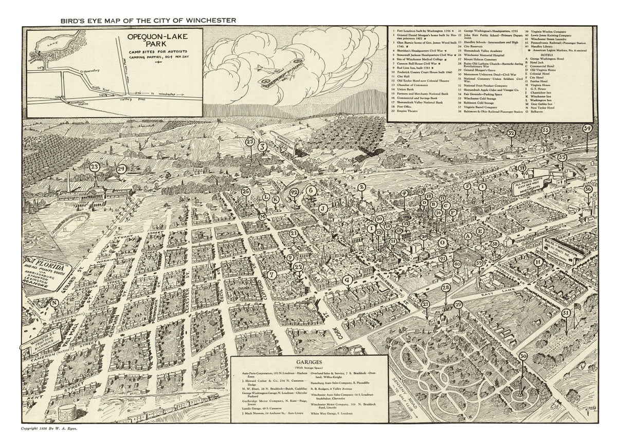 Preview of Vintage Map of Winchester, Virginia 1926